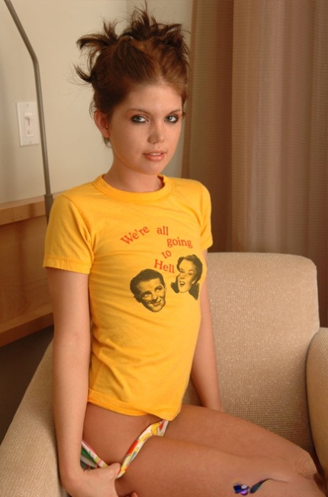 Cute redhead girl Diddylicious masturbating her young femininity in cotton panties