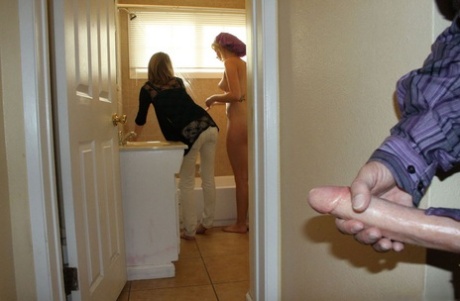 Natural college girls suck manhood & get a climax bath in bukkake reality groupsex