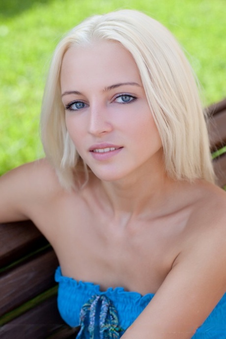 Sweet blonde girl Alysha A flashing shaved cunt outdoor in no panty upksirt