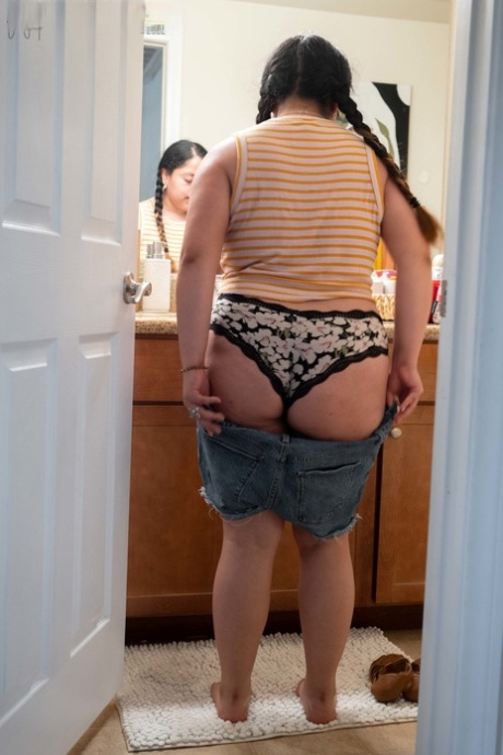 Chubby authentic Lola L shows her hairy femininity & her big curves while dressing