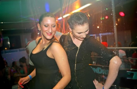 Busty drunk party girls get dirty with stripper cocks at the nightclub