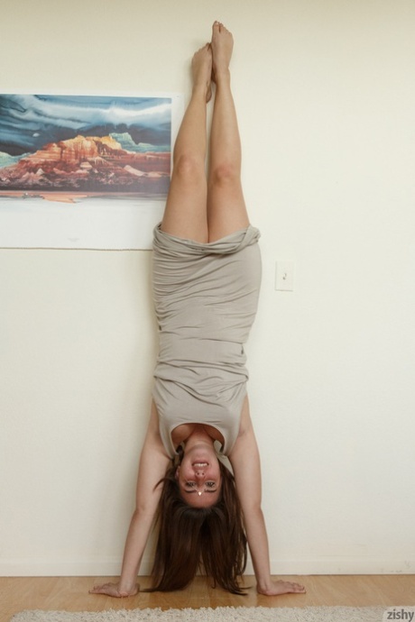 Brunette young adult girlfriend Lanie Morgan poses in various positions