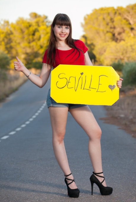 Alluring young adult Luna Rival exposes her cunt and enjoys a gangbang with 3 guys