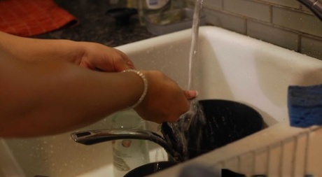 Chubby MATURE WOMAN Bella Rees flaunts her big curves in nylons before getting some manhood