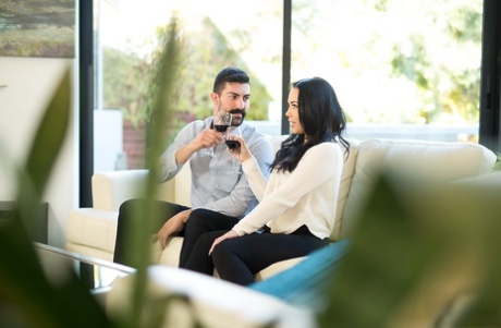 Gorgeous MATURE WOMAN pornstar Kristina Rose natural & fucking doggystyle on the couch