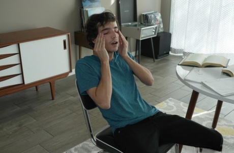 Curvy blonde Eva Notty shows her big butt during intimacy with a young boy