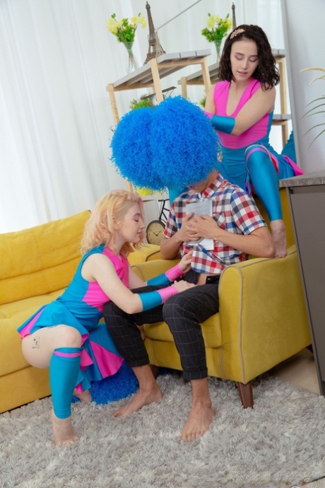 Sweet petite cheerleaders Mia Parker and Milana A share a warm manhood