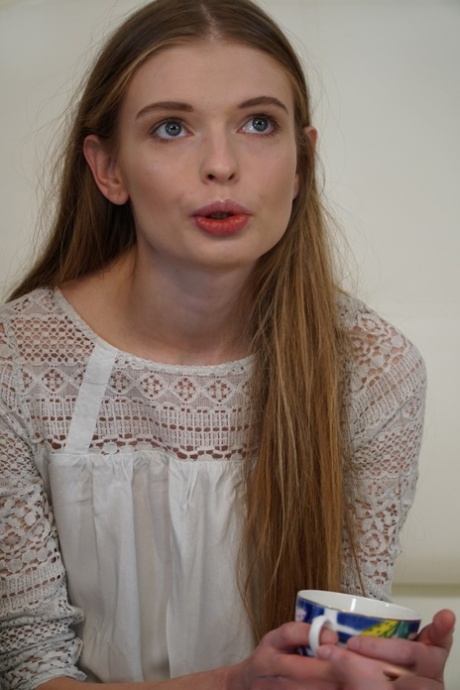 Skinny young adult Virgin Adel shows her curves and gets banged by a horny fat teacher