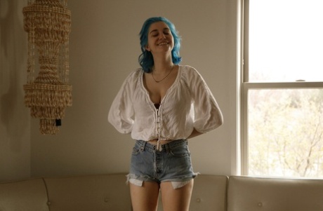 Authentic babe Skye Blue reveals her hypnotizing big breasts and poses