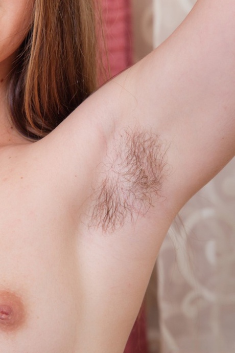 Euro young adult Alya Shon shows furry crotch & hairy armpits while doing exercise