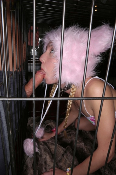 Young blonde Odette Delacroix is released from her cage for hymen popping