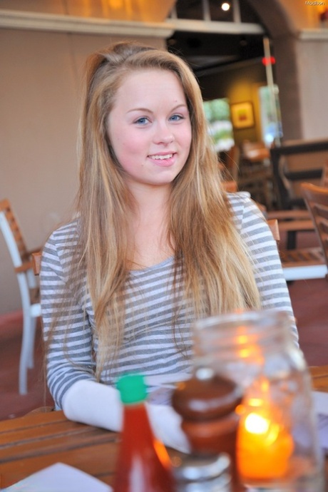 Wild natural blonde with long legs & big breasts toying with her young adult twat