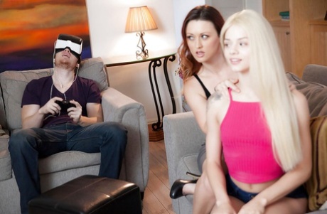 Dykes Elsa Jean and Karlie Montana display nice butts while licking femininity