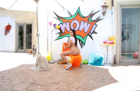 Close-up of Karlee Grey her big boobes and hairy femininity at a club