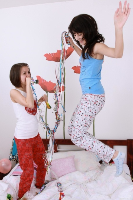 Two horny college babes trying out some new kinky same-sex female intimacy games