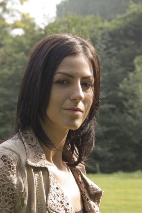 Young Hungarian brunette Meg Magic tempts old man into fucking in green park