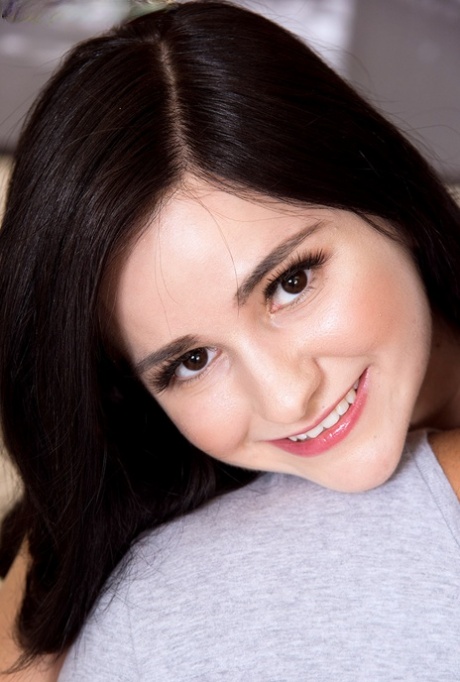 Adorable young adult Violet Rain ha her flat chest exposed as she's stripped natural