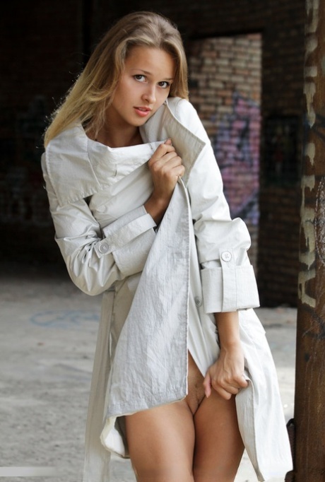 Erotic young adult Toxic A undressing outside to flaunt nice breasts & alluring natural curves