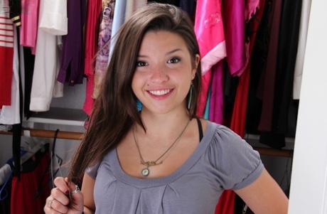 Sweet teenage authentic undressing and spreading her legs in changing room