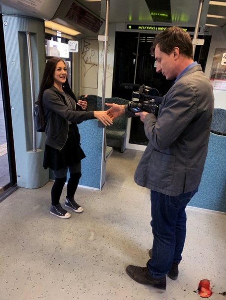 Brunette exhibitionist Lullu Gun exposes herself before having intimacy in public