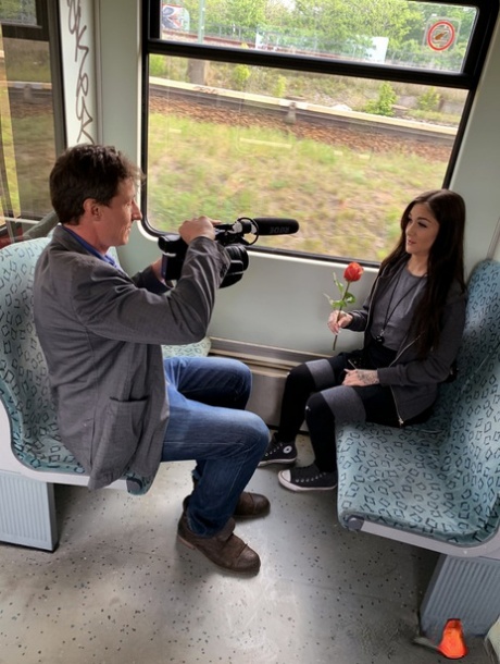 Brunette exhibitionist Lullu Gun exposes herself before having intimacy in public