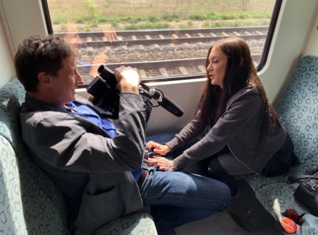 Brunette exhibitionist Lullu Gun exposes herself before having intimacy in public