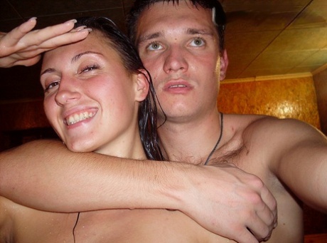 Brunette chick Viktoria poses totally natural indoors and outdoors