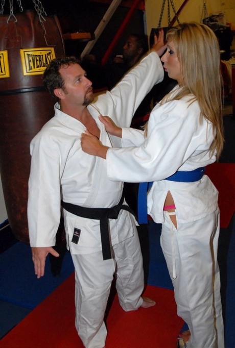 Martial arts workout ends up with intimacy with famous busty mature woman