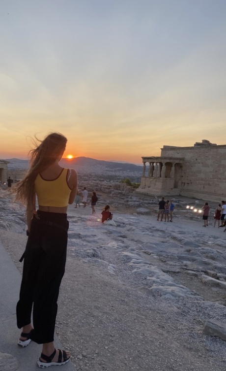 Skinny babe takes artistic selfies showing her tiny breasts and her tight curves