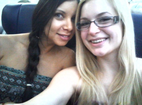 Blonde authentic Danielle takes artistic selfies during candid action