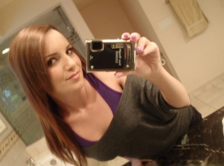 Sweet authentic chick takes artistic self shots of her young young adult breasts