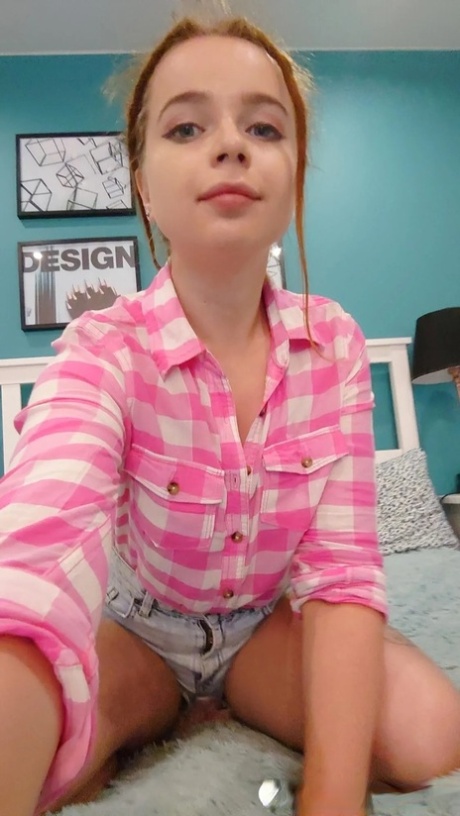 Playful ginger authentic exposes her tiny breasts in her selfie compilation