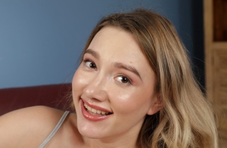 Naughty blonde Sunshine toys with a big dildo in a sizzling piss play solo