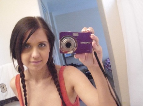 Busty ex-girlfriend plays with her creamy pussy while taking mirror selfies