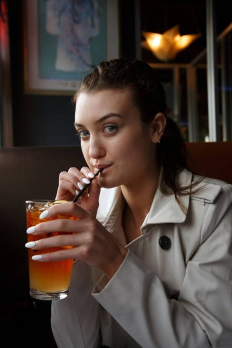 Young adult girlfriend Laina Shendoah exposes her small breasts & teases with her undies