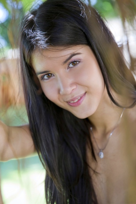 Beautiful young adult girl Lady Dee fucks a wrinkly old man in the backyard