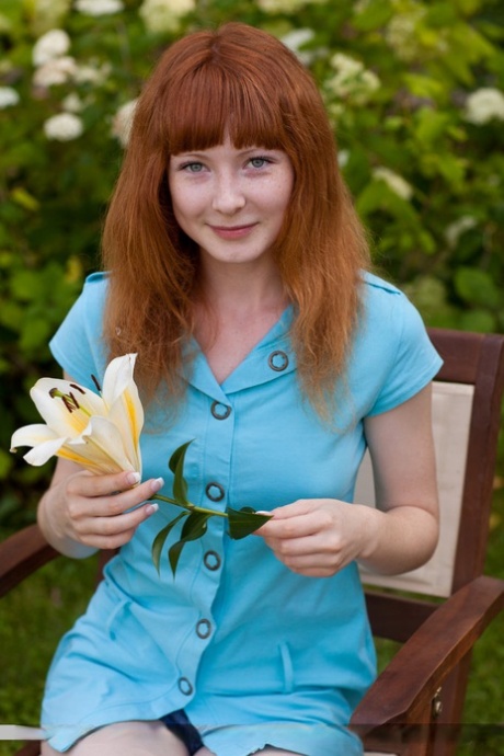 Lovely redhead babe Rochelle A shows off her hairy ginger cunt