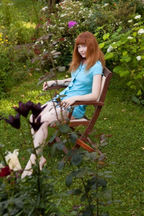 Lovely redhead babe Rochelle A shows off her hairy ginger cunt